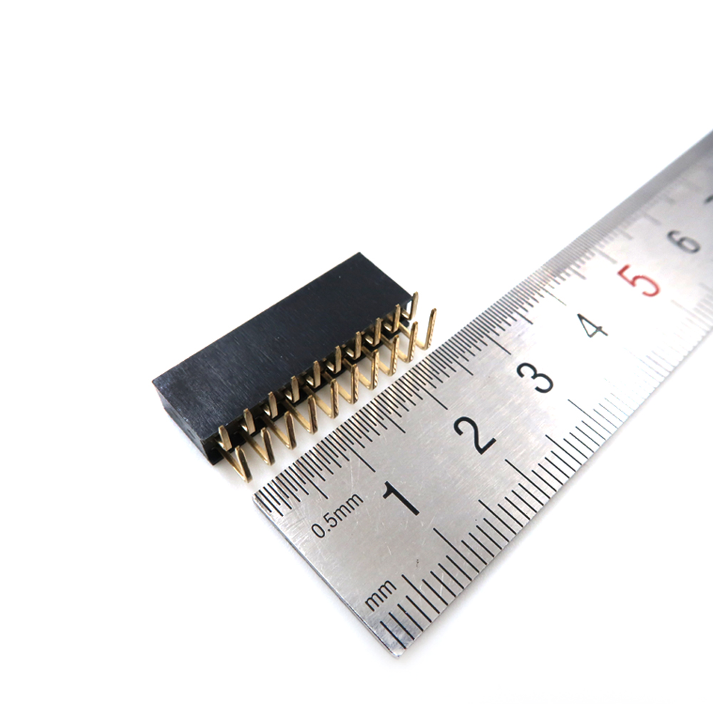 Connecteur de carte PCB simple et double rang&eacute;e, 2.54mm, 2x10 broches, femelle