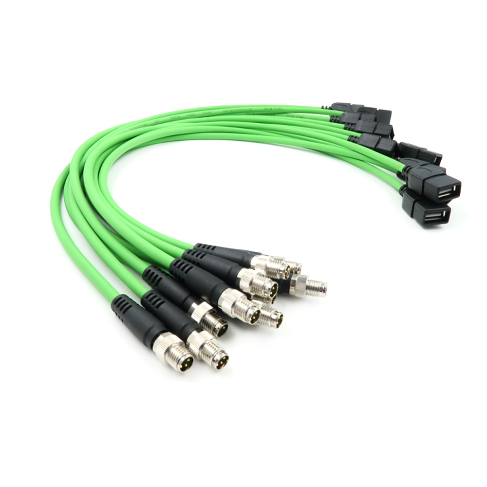 M8 vattent&auml;t elektrisk flygkontakt med personlig metall och USB-kabel