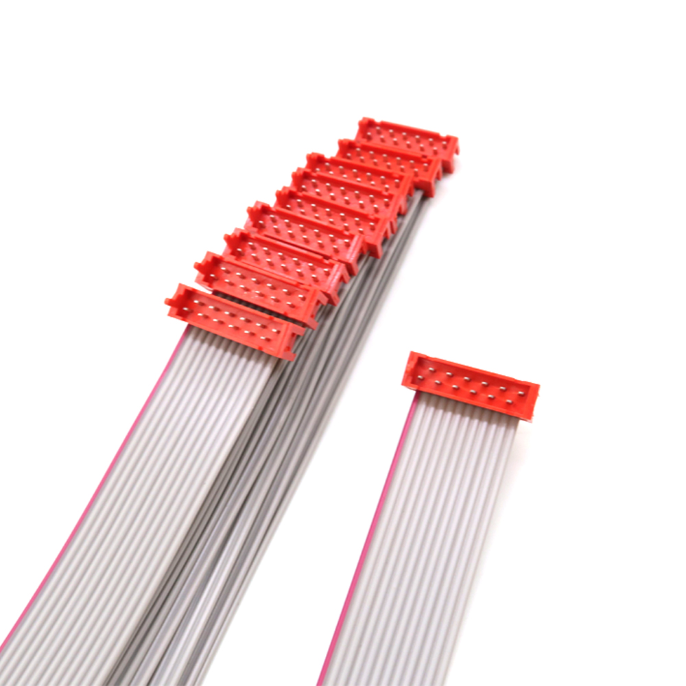 C&acirc;ble plat rouge abordable de PVC 28AWG du connecteur 14pin Micro du connecteur 1,27 mm