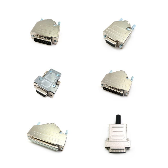 DB 25 ממוגן קרימפ פיני הלחמה D-sub Shell מחבר סדרת ברדס זכר נקבה סגסוגת אבץ מכסה המנוע