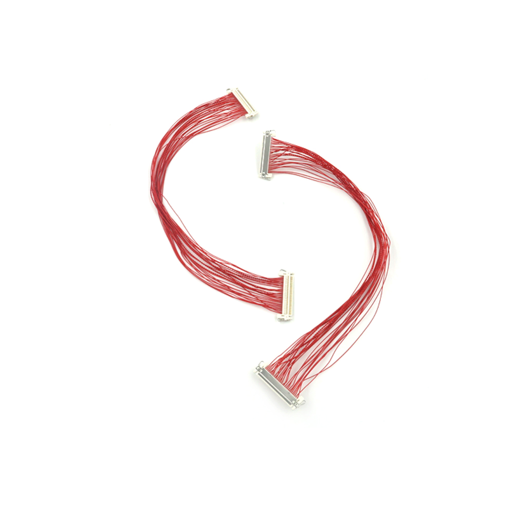주문 조밀한 0.4mm 피치 30pin 빨간 소형 동축 LVDS 케이블 30pin 리본 철사 끝 케이블 어셈블리는 Led에 적용되었습니다